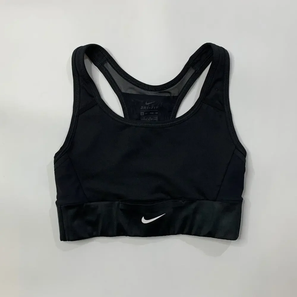 Nike Sports Bra Womens Extra Small Black‎ Dri Fit Classic Racerback Running Yoga